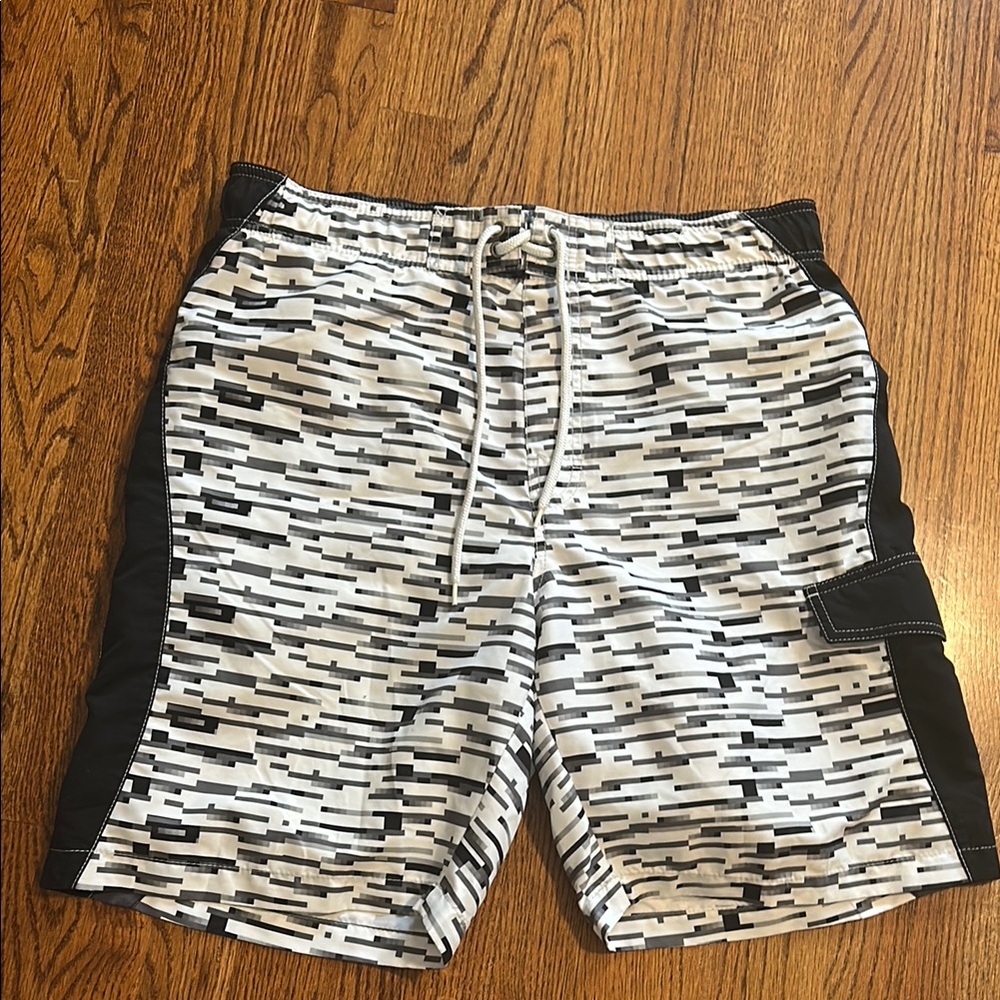 2/$11 Croft & Barrow Black and White Swim Trunks